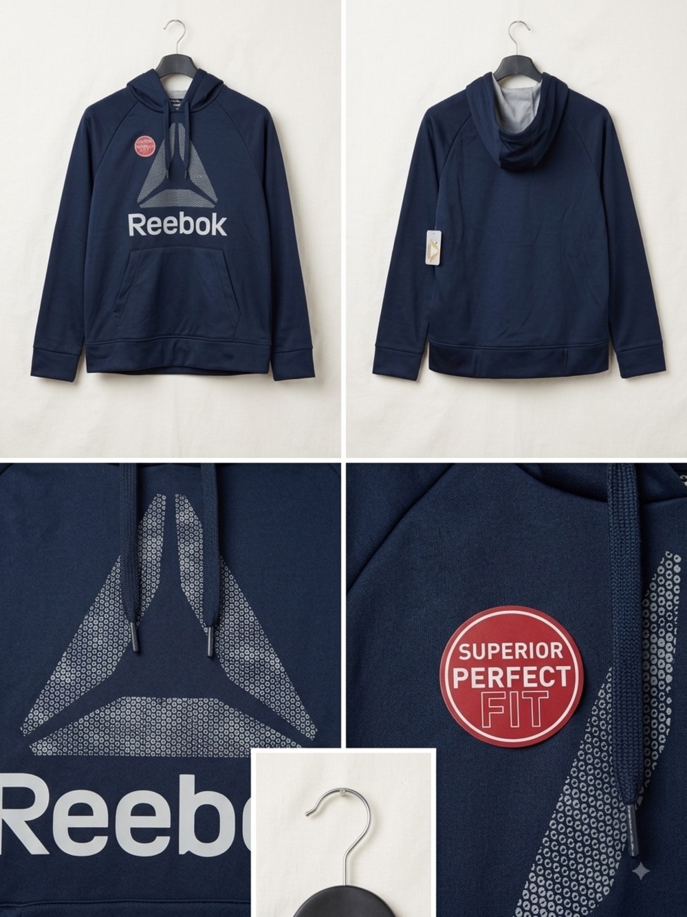 Reebok Navy Blue  Logo Pullover Hoodie